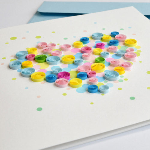 Quilled Pastel Heart Greeting Card (15x15cm)