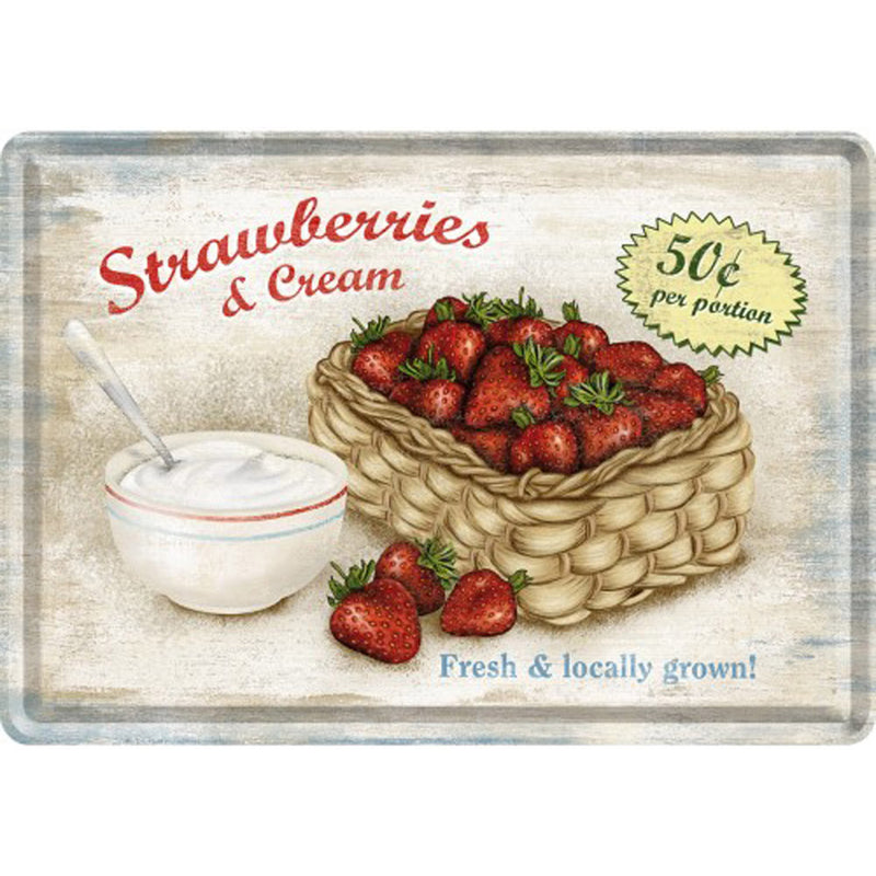 Nostalgic-Art Metal Postcard Strawberries & Cream (10x14cm)