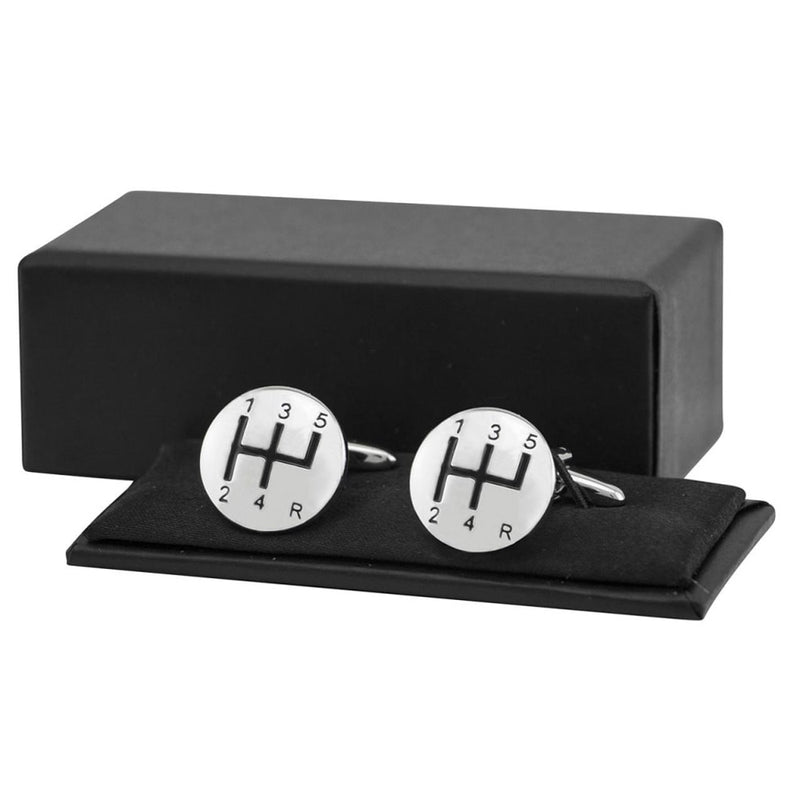 Gear Shift Button Cufflinks (Silver)