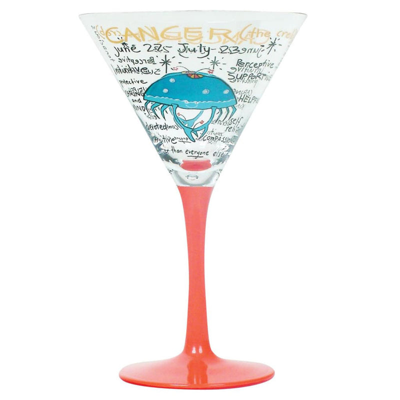 Zodiac Hand-Painted Martini Glass