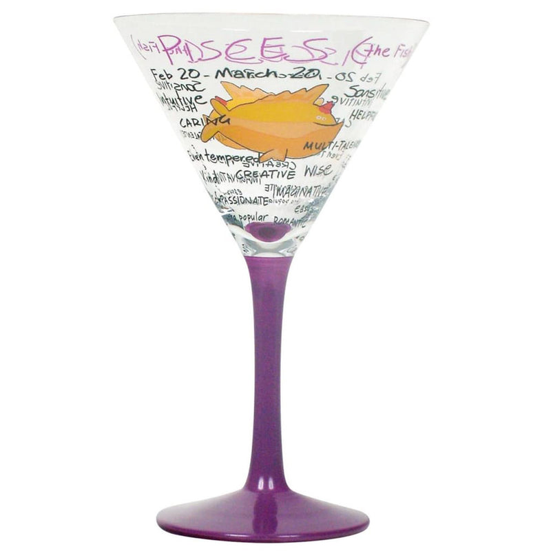 Zodiac Hand-Painted Martini Glass