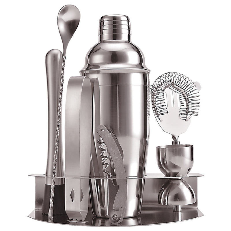 Bartender 8-Piece Stainless Steel Cocktail Set with Stand