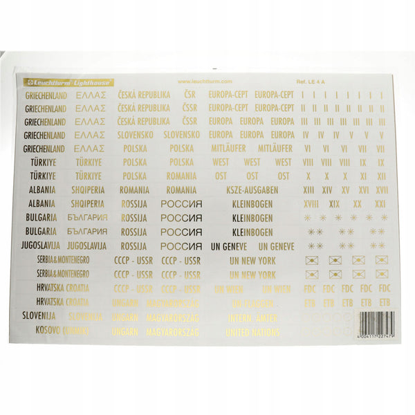 Leuchtturm Easte Europe Names and SymbolsLabels (Clear/Gold)