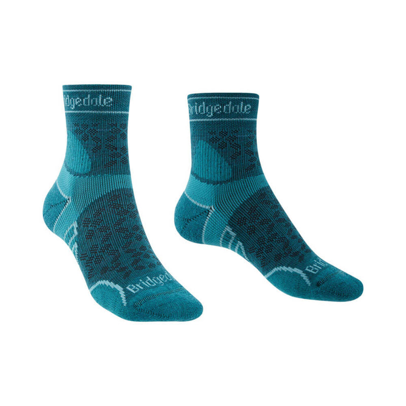 Damen Merino Sport 3/4 Socken (Blaugrün)