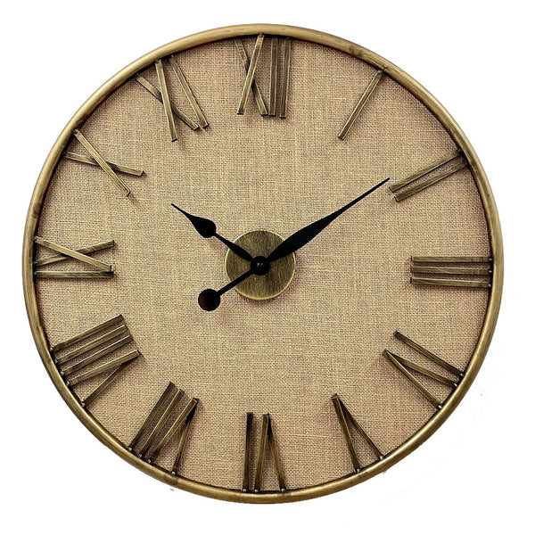 Luxurious Linen Dial Bronze Roman Numerals Wall Clock