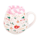 Christmas Print Rounded Ceramic Mug and Socks
