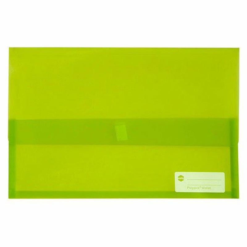 Marbig Translucent Polypick Foolscap Document Wallet (Lime)