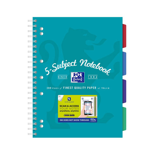 Oxford Scribzee Compatible Subject Book A4 (Aqua)