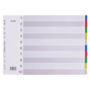 Bantex Coloured Landscape 1-10 Tab Index Divider A3