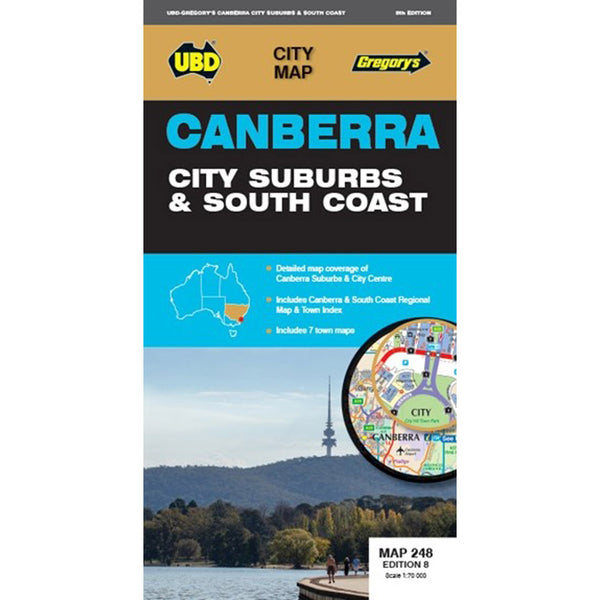 UBD Canberra City Suburbs and South Coast Map 248 8th Ed