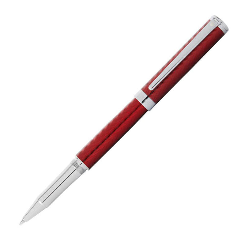 Stylo laqué rouge gravé Intensity avec garniture chromée