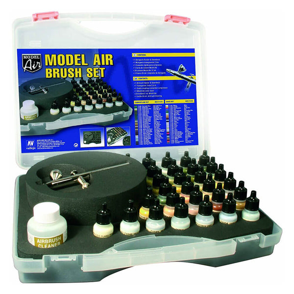 Vallejo Model Air 29 Basic Colours & Airbrush Plastic Case