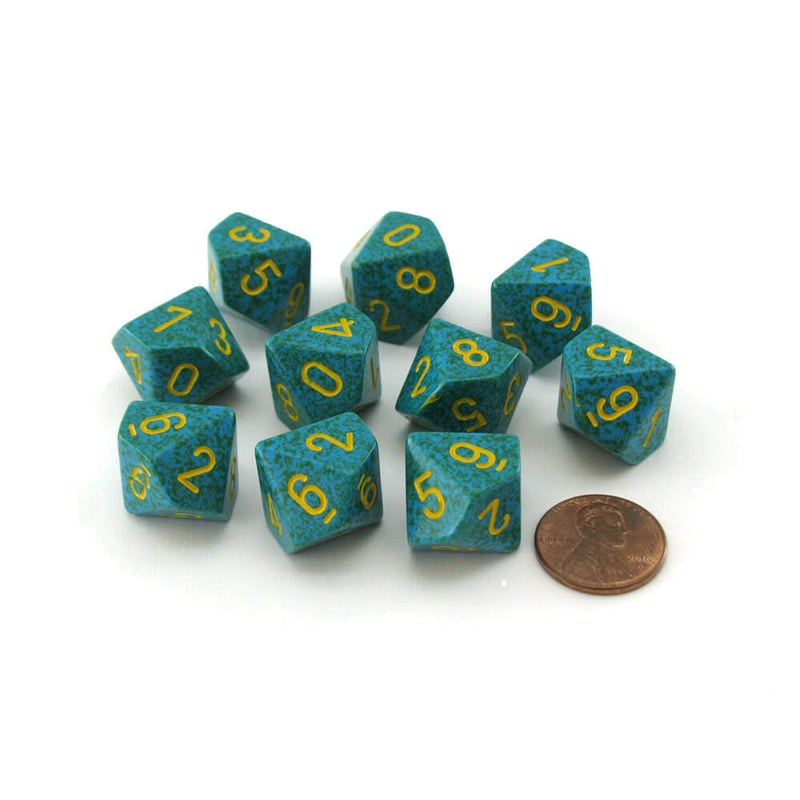 Jeu Chessex D10 polyédrique 10 matrices mouchetées