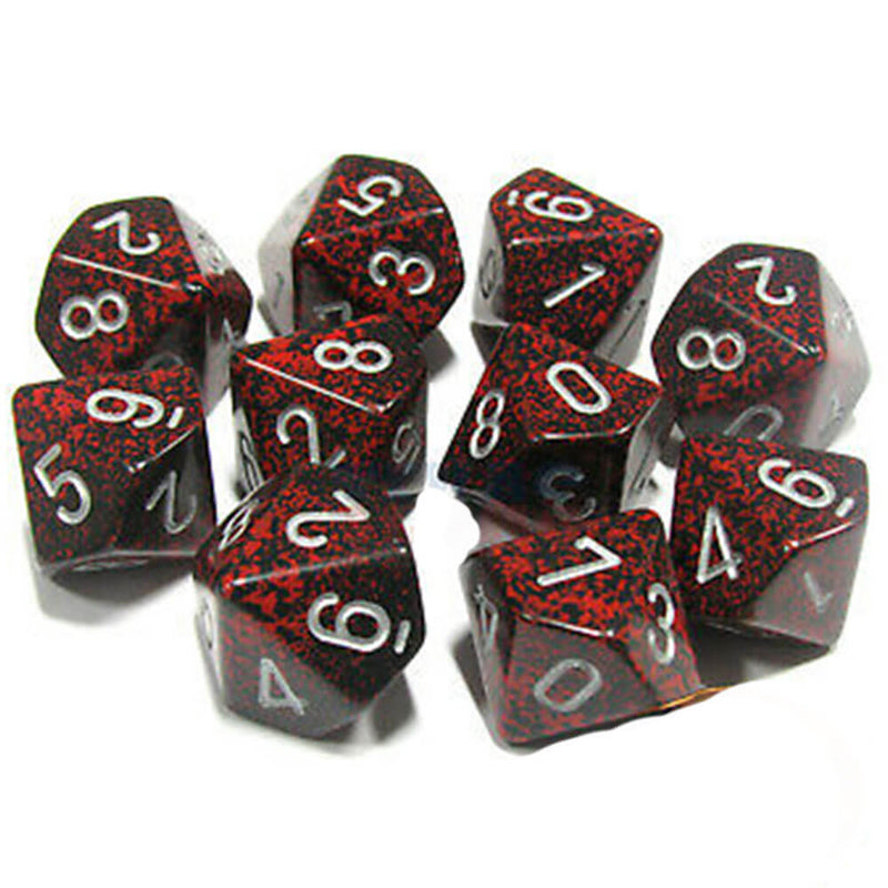 Jeu Chessex D10 polyédrique 10 matrices mouchetées