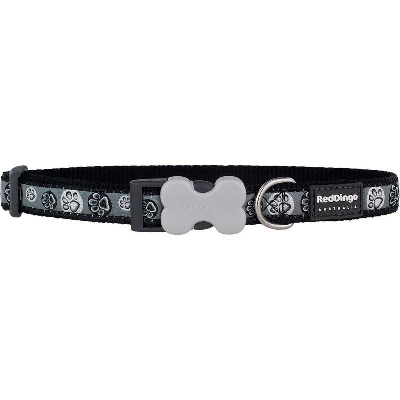 Hundehalsband mit Pfotenabdruck-Design (schwarz)