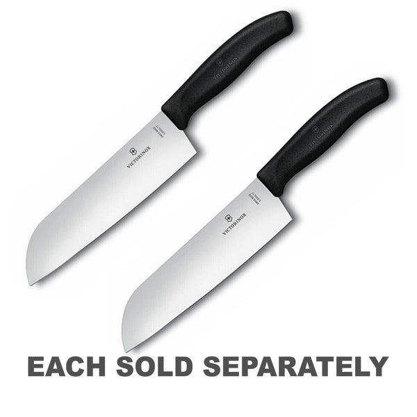 Classic Wide Blade Santoku Knife 17cm (Black)