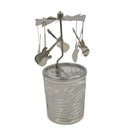 Porte-bougie en forme de carrousel avec lames rotatives