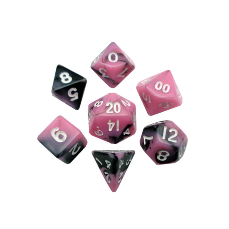 MDG Mini Poly Dice Set (avec n° blanc)