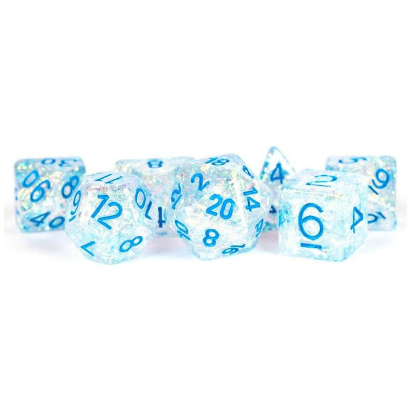 MDG Resin Flash Dice Set 16mm Poly W/ Light Blue No. (Clear)