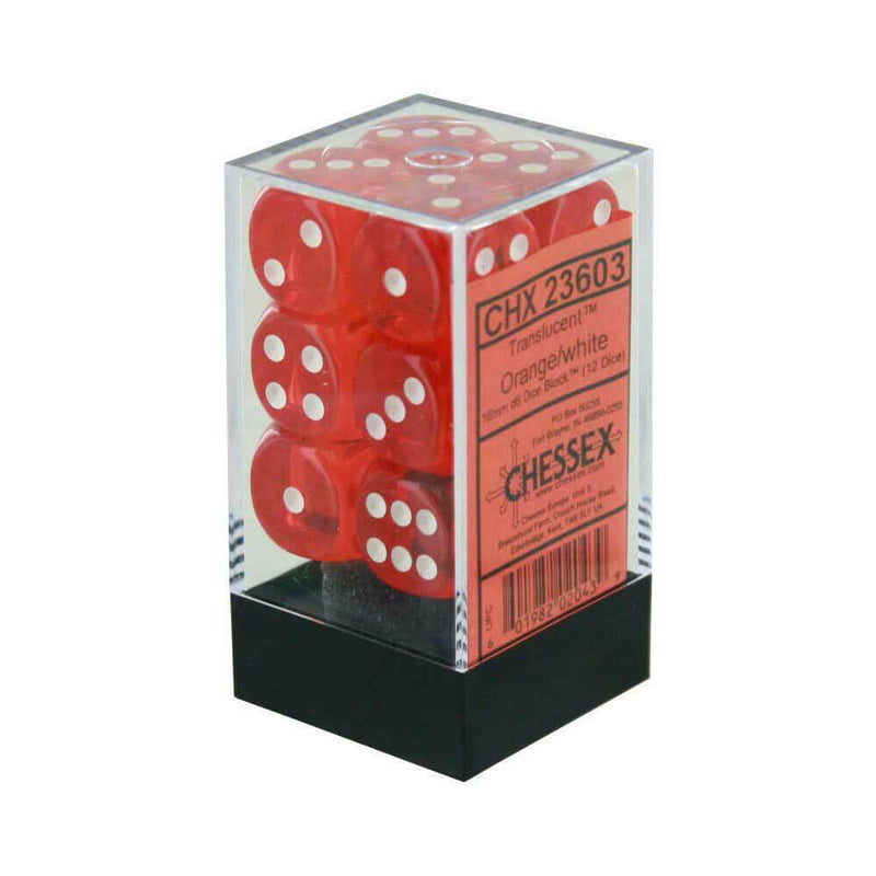 D6 Dice Translucent 16mm (12 Dice)