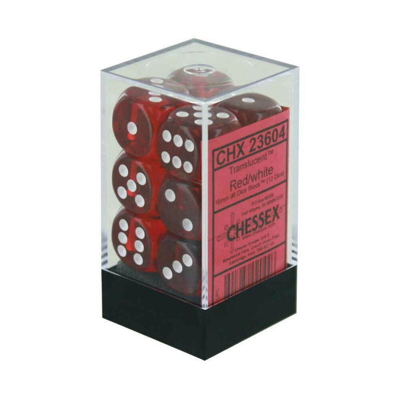 D6 Dice Translucent 16mm (12 Dice)