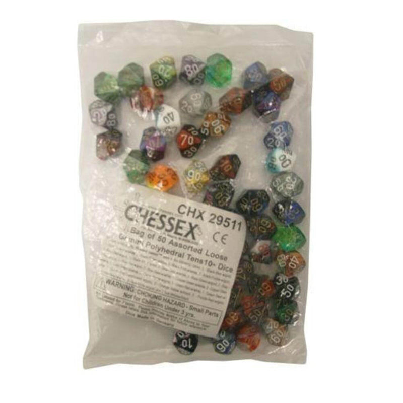 D10 Tens Dice Assortiment de dés en vrac Poly (50 dés)