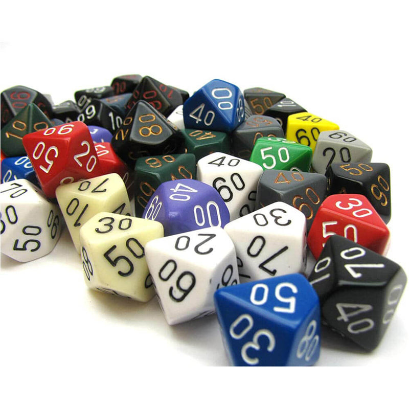 D10 Tens Dice Assortiment de dés en vrac Poly (50 dés)