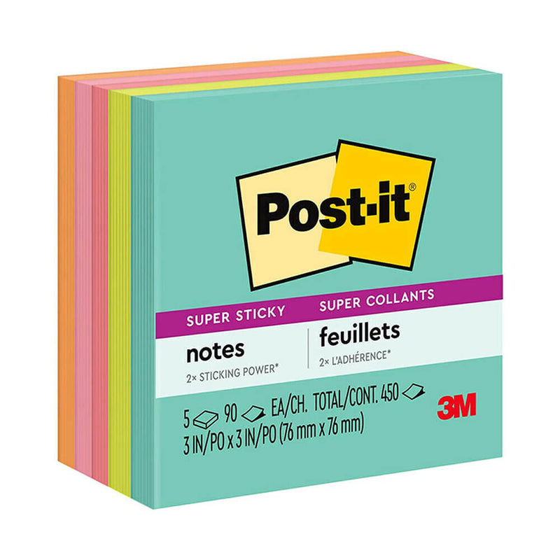 Feuillets super collants Post-it 76x76mm (paquet de 5)