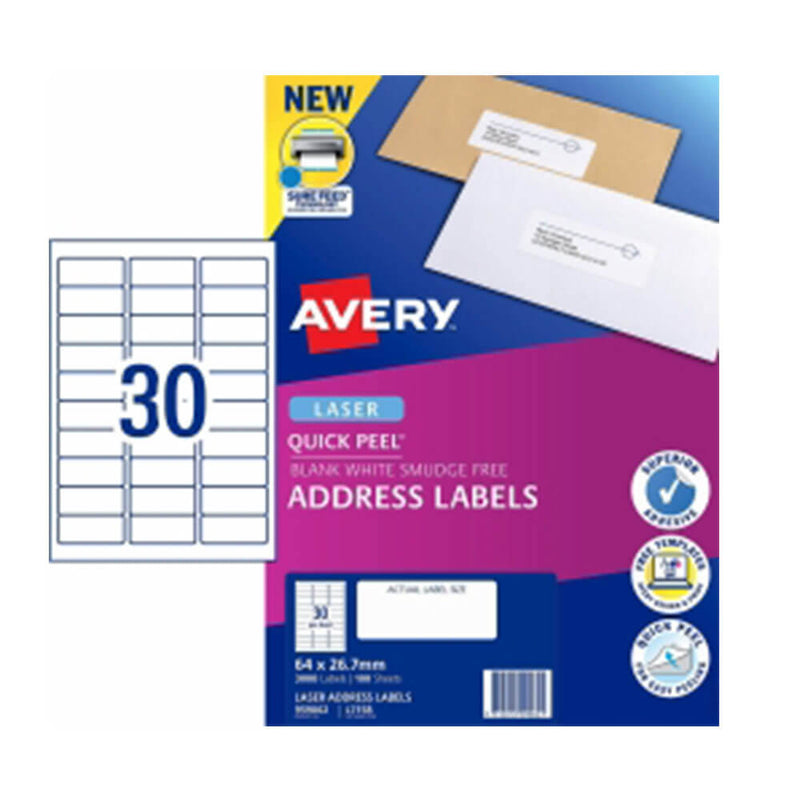 Avery Laser Étiquette d'adresse Blanc (100pk)