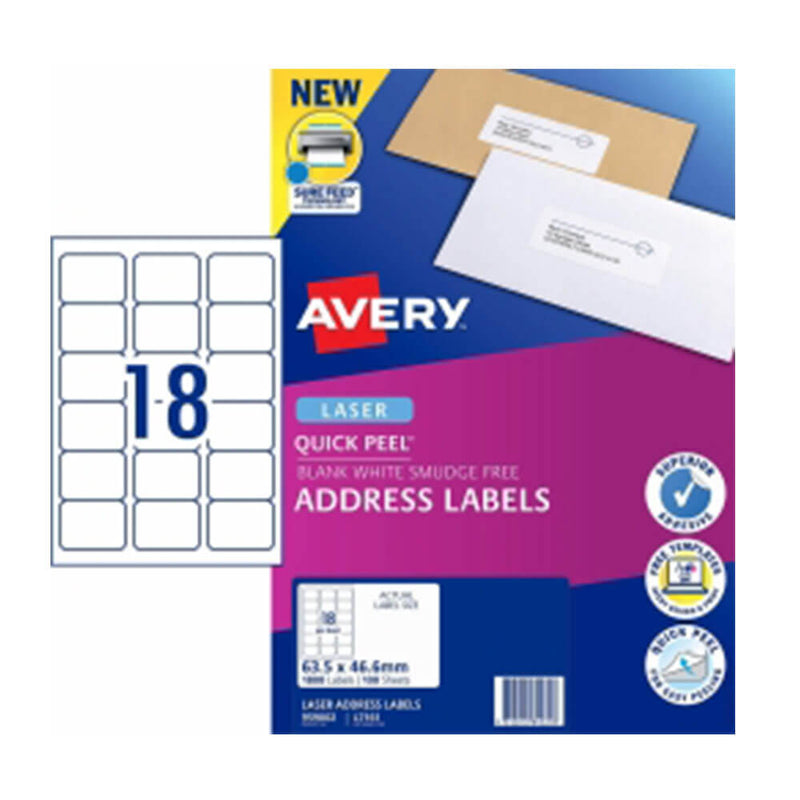 Avery Laser Étiquette d'adresse Blanc (100pk)