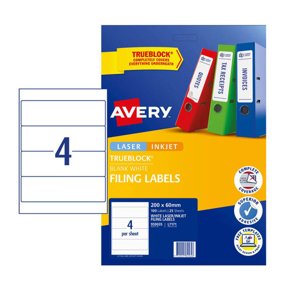 Avery Lever Arch Laser Label 25pk (4/sheet)