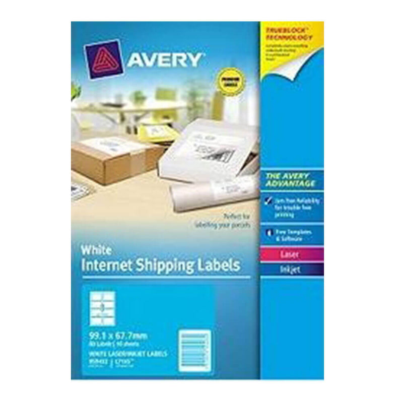 Avery Trueblock Internet Shipping Label 10pk Blanc