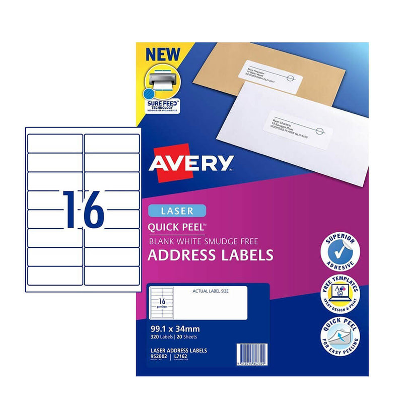 Étiquette Avery Laser Retail Pack (20pk)