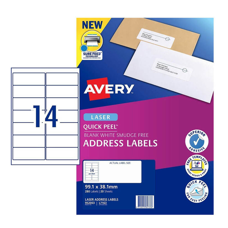 Étiquette Avery Laser Retail Pack (20pk)