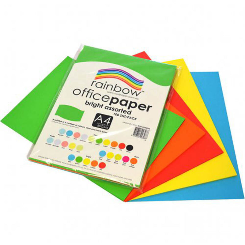 Regenbogen-Büropapier, 100 Stück, 80 g/m² (hell sortiert)