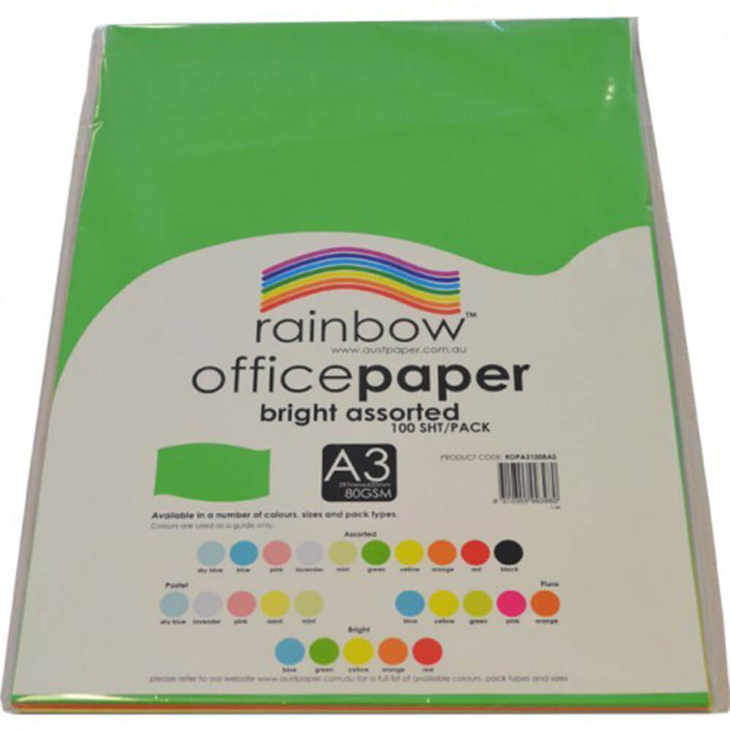 Regenbogen-Büropapier, 100 Stück, 80 g/m² (hell sortiert)