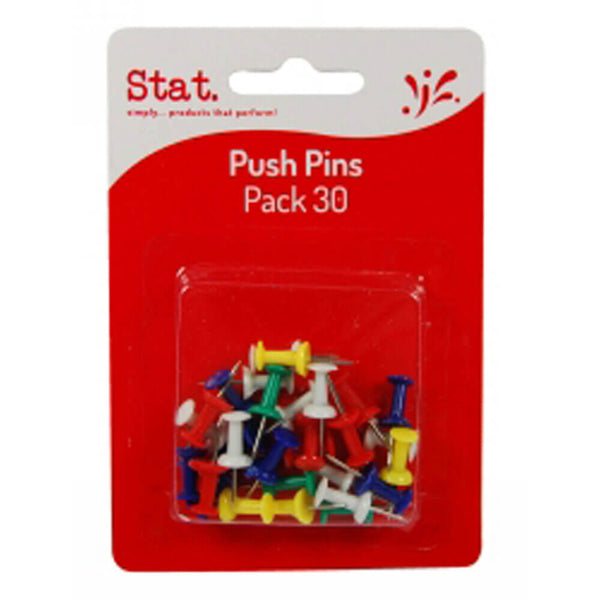 Stat Push Pins 30pk (Assorted Colours)