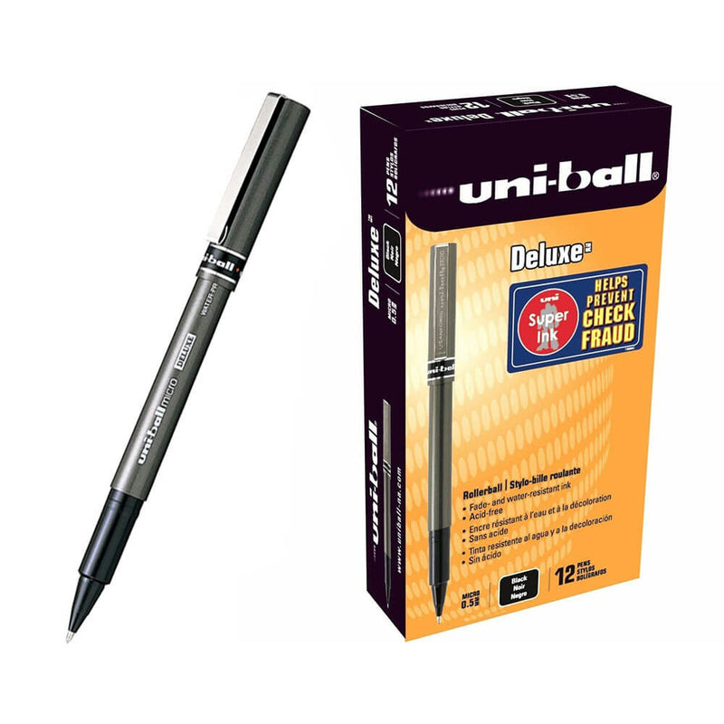 Stylo roller Uni-Ball Micro Deluxe 0,2 mm (paquet de 12)