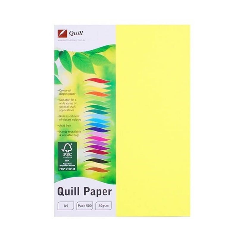 Papier de copie couleur Quill A4, paquet de 500 (80 g/m²)